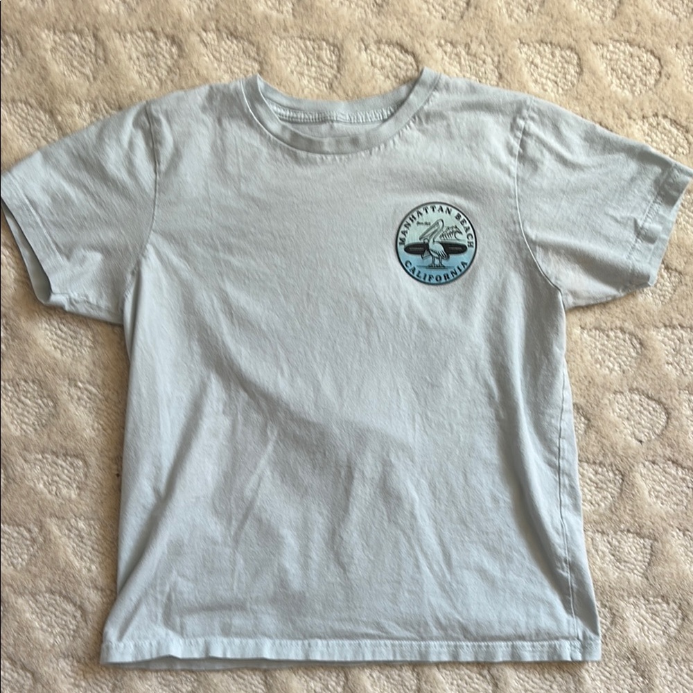 Kids Light Blue Manhattan Beach CA Graphic T-Shirt - Size Youth Large